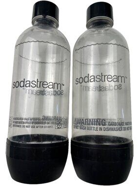 Sodastream Carbonating Bottles Black Tops Sparkling 1 L Fizzy Water 2x